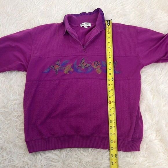 Blast Vintage 90s Fuchsia Pink Butterfly Print Sweater Pullover Women’s Medium - Picture 5 of 10